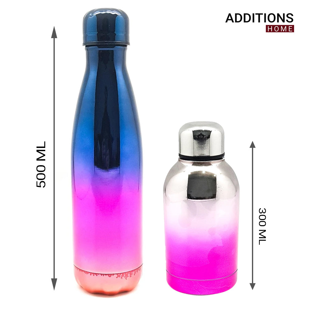 Stainless Steel Vacuum Insulated Water Bottle | Leak-Proof Double Walled Bottle Capacity of 500 ML & 300 ML Set Of 2