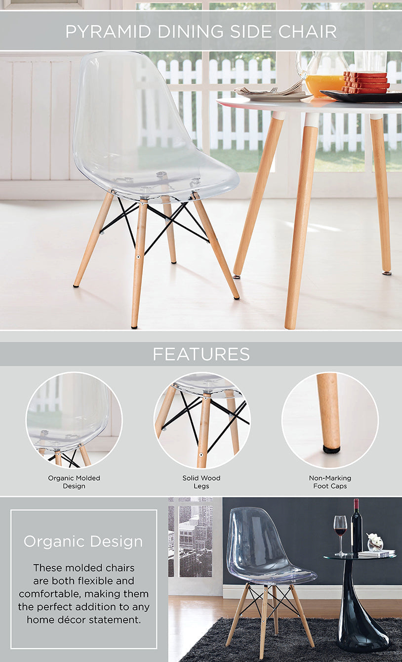 Stylish & Elegant Acrylic Dining Chairs with Crystal Transparent Seat, 1 Pcs
