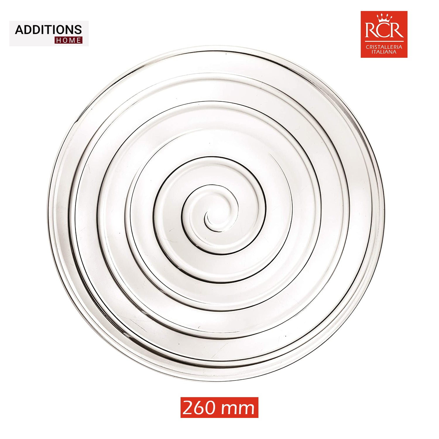 RCR(Made in Italy) Crystal Line Glass Dinner/Serving Plate 260 mm (Set of 4)