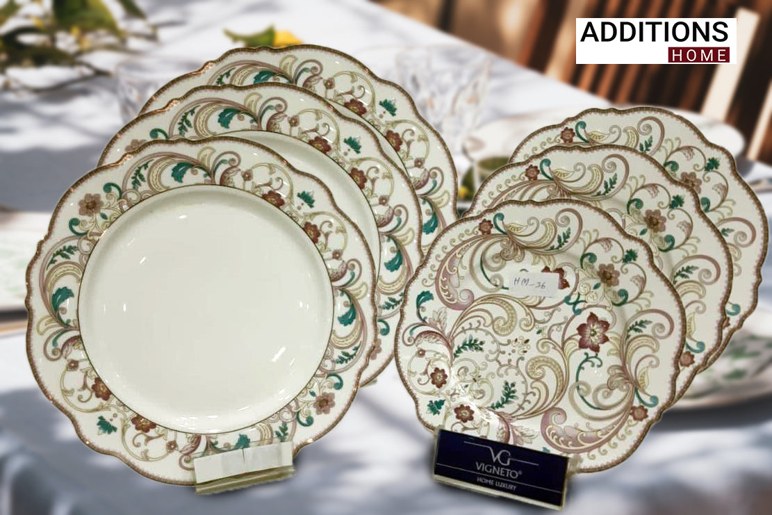 Fine Bone China Dinner Set 24K Gold Plated 35 PCS from Japan