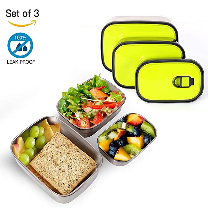 Stainless-Steel Leak-Proof Lunch Box for Office , Airtight Tiffin Box for Boys & Girls Set of Three.