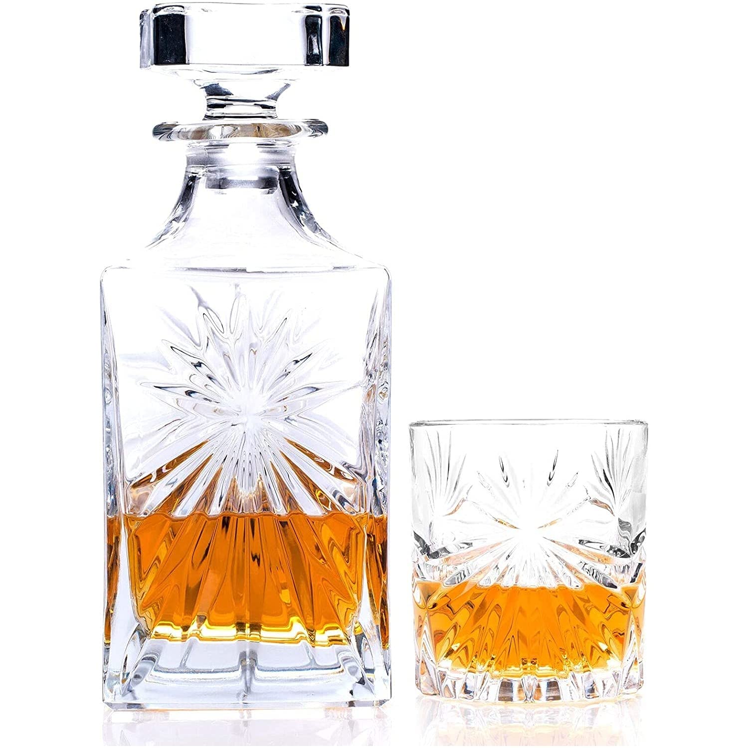 RCR(Made In Italy) Oasis Crystal Whisky Decanter 850 ML with 6 Glasses(7 PC Set)