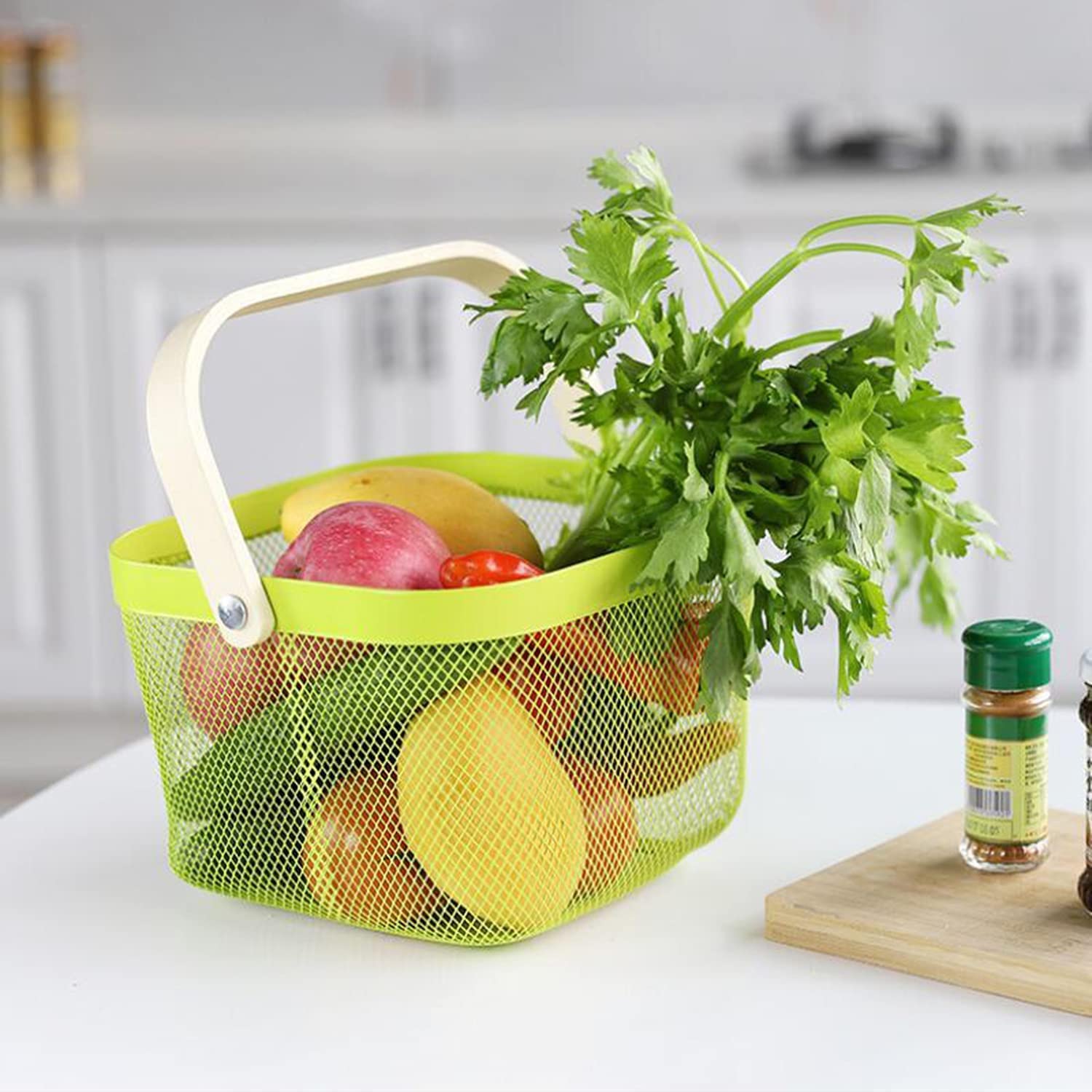 Bamboo Handle Multi-functional Hanging Basket