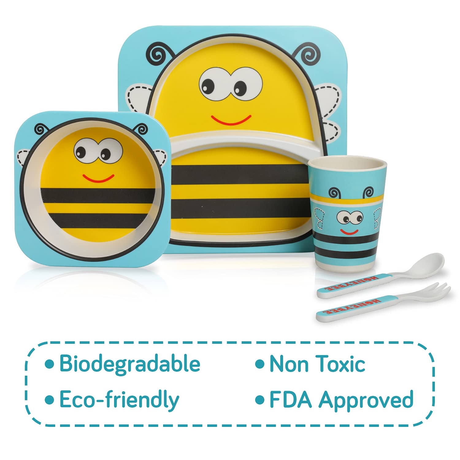 Bamboo Fiber Kids Set, 5 Pcs Set.