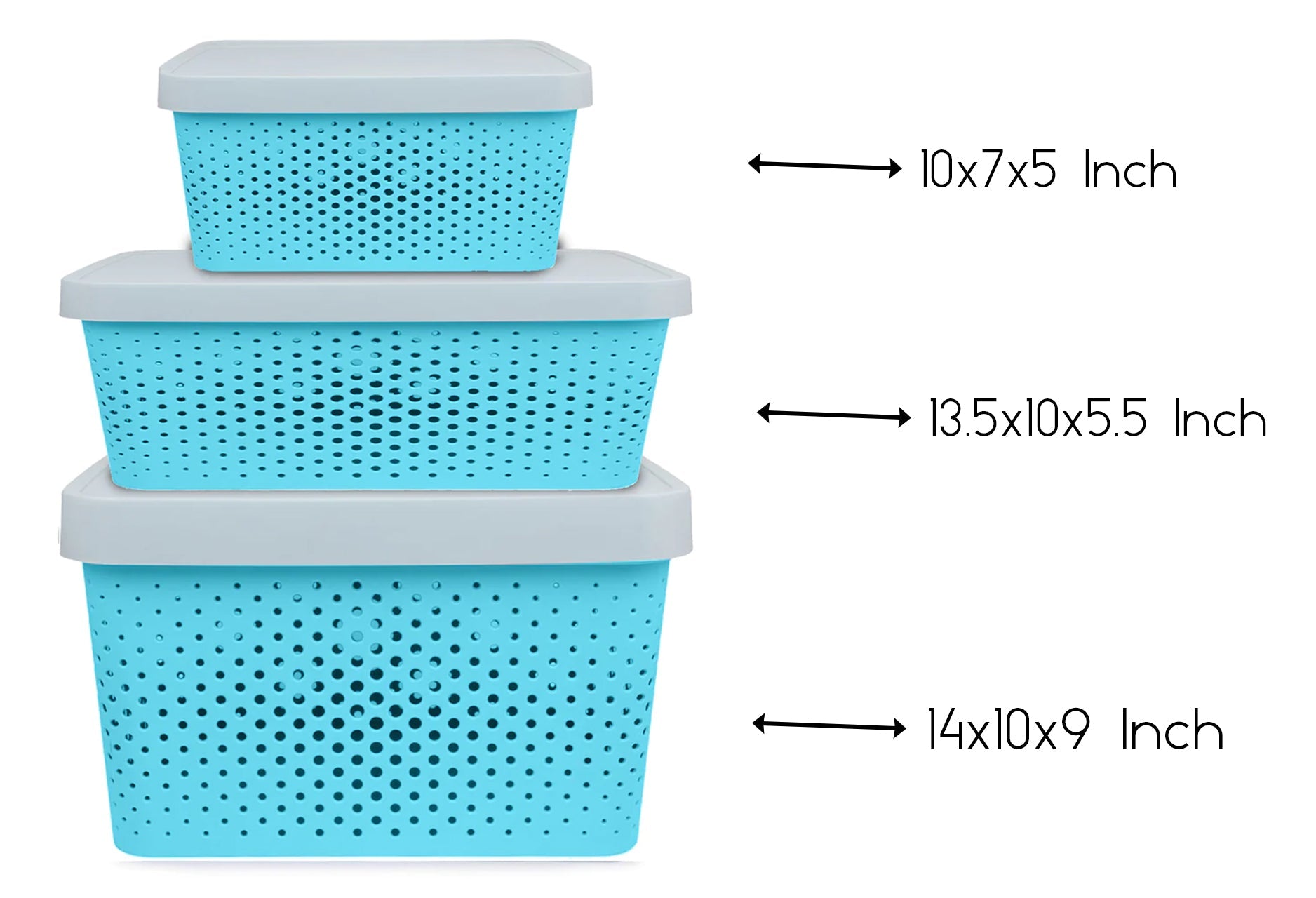 Plastic Storage Basket Set of 3 with Lid for Home/Office Use.