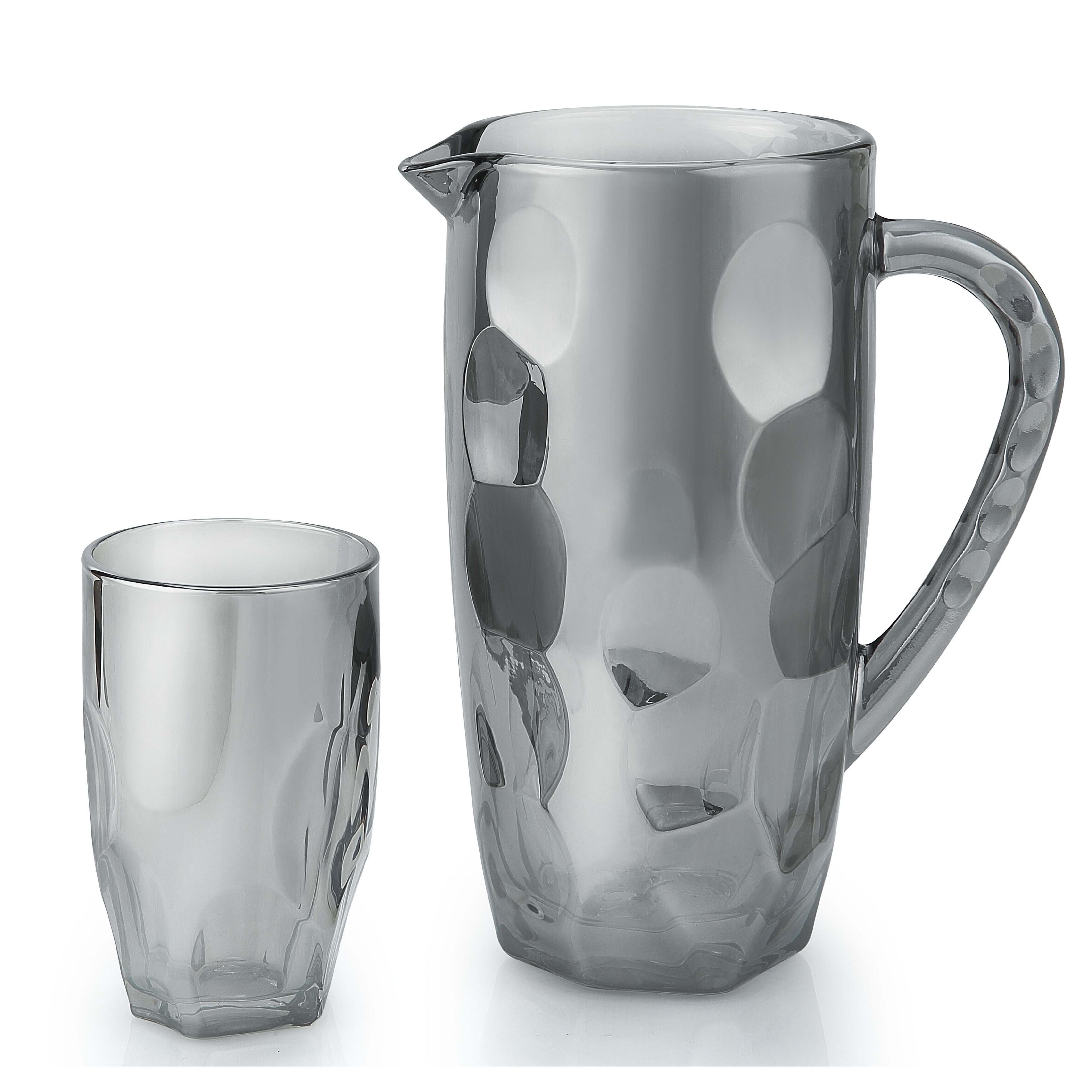 Hand Crafted Jug 1750 ml, With Long Glasses 370 ML, for Home and Kitchen Set of 7.