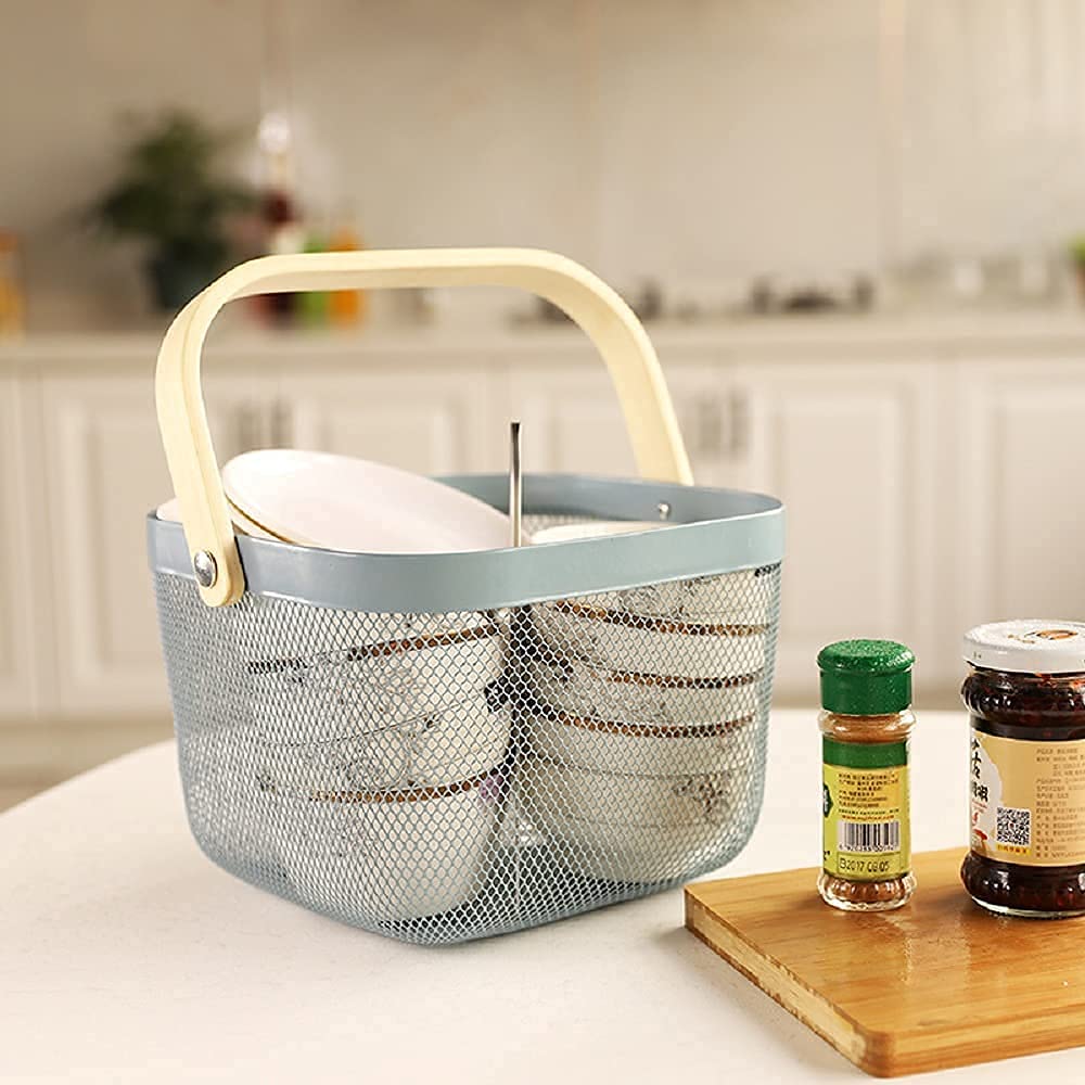 Bamboo Handle Multi-functional Hanging Basket