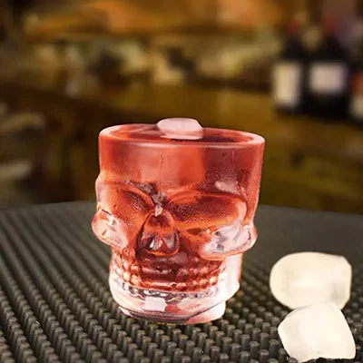 SKULL SHAPE CRYSTAL CLEAR GLASS SHOT GLASS SET OF 6 PCS 65 ML