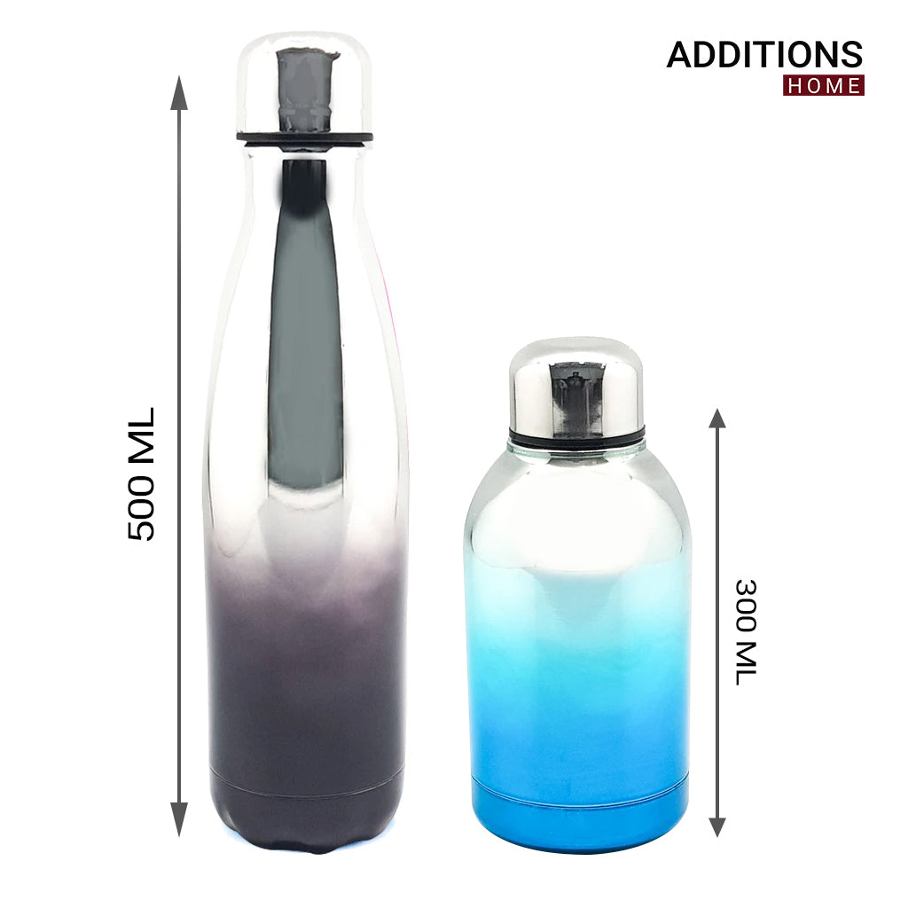 Stainless Steel Vacuum Insulated Water Bottle | Leak-Proof Double Walled Bottle Capacity of 500 ML & 300 ML Set Of 2