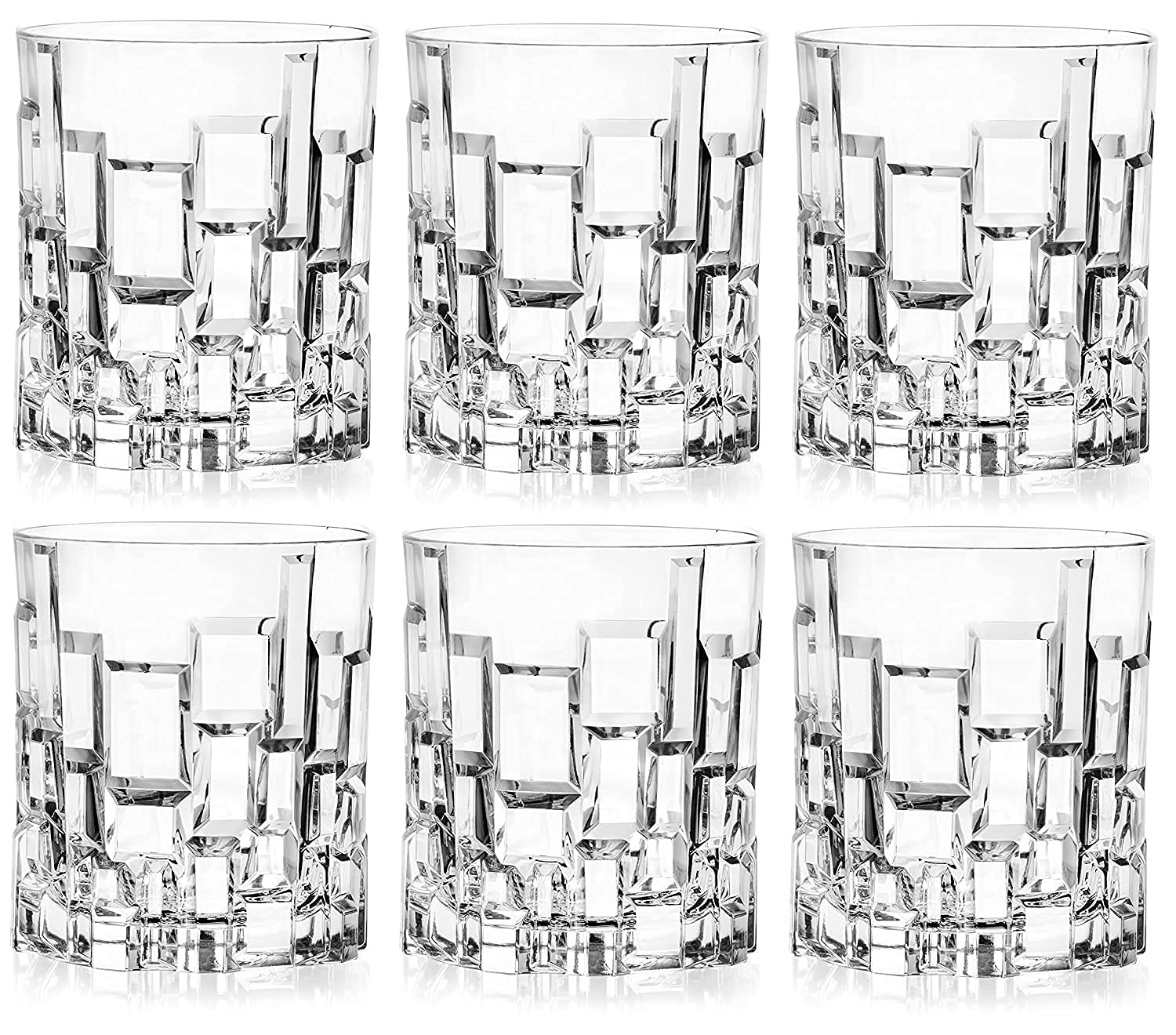 RCR (Made in Italy) Etna Crystal Limited Edition Collection Short Whisky Water Tumblers Glasses, 330 ml, Set of 6