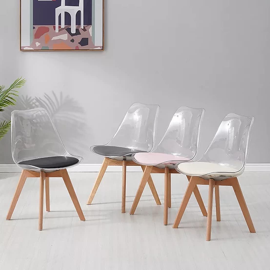 Stylish & Elegant Transparent Crystal Clear Chair with Cushion for Comfort. 1 Pcs