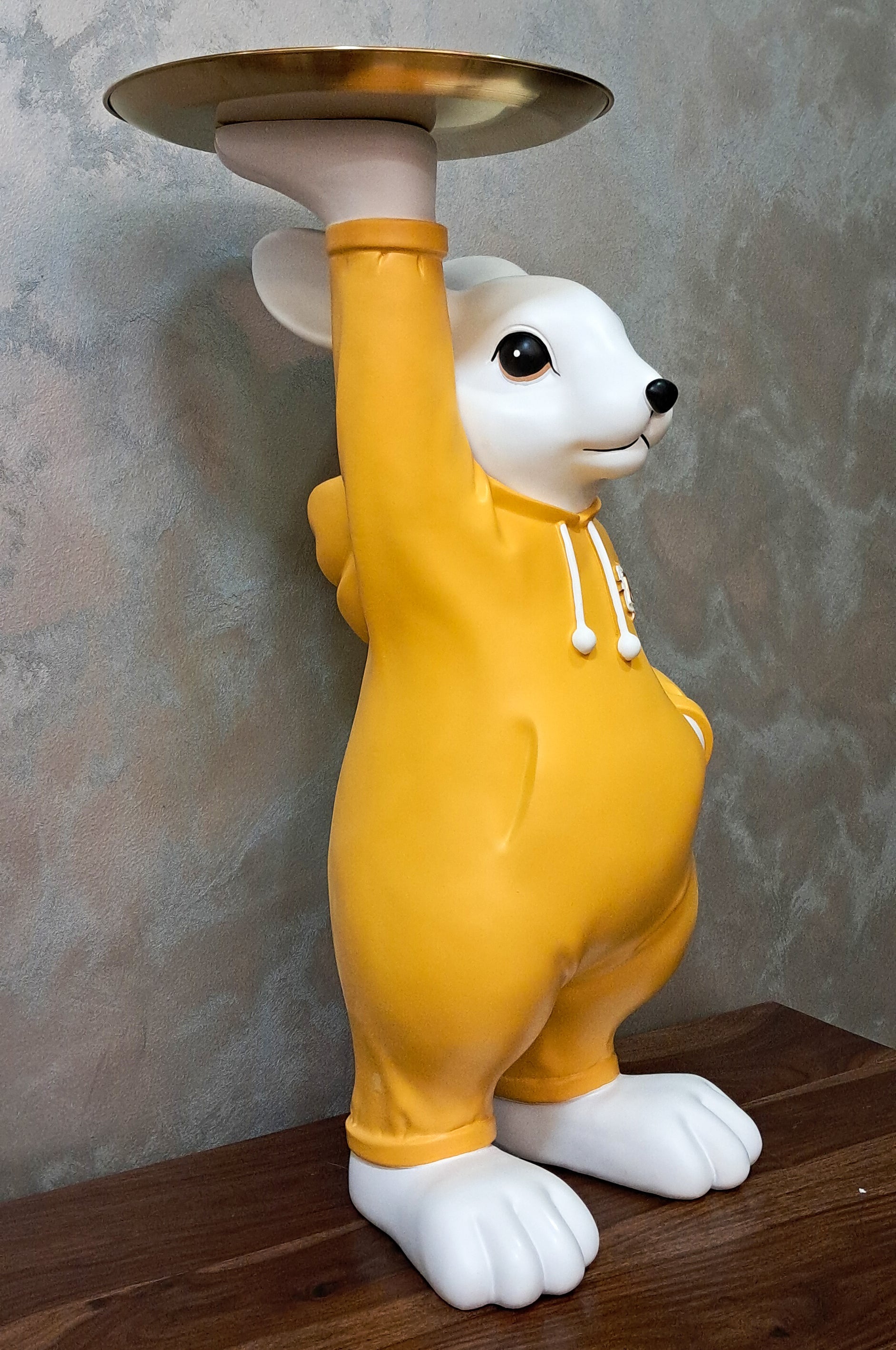 Serving Cute Rabbit with Plate I Stylish Resin Sculpture For Living Room TV Cabinet Desktop, 70CM . MADE IN GERMANY