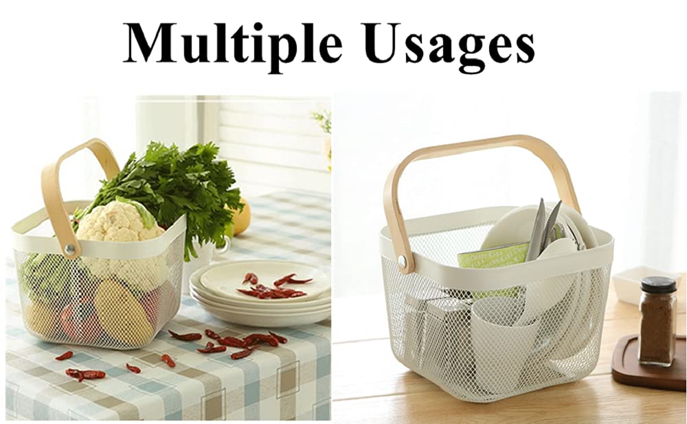Bamboo Handle Multi-functional Hanging Basket