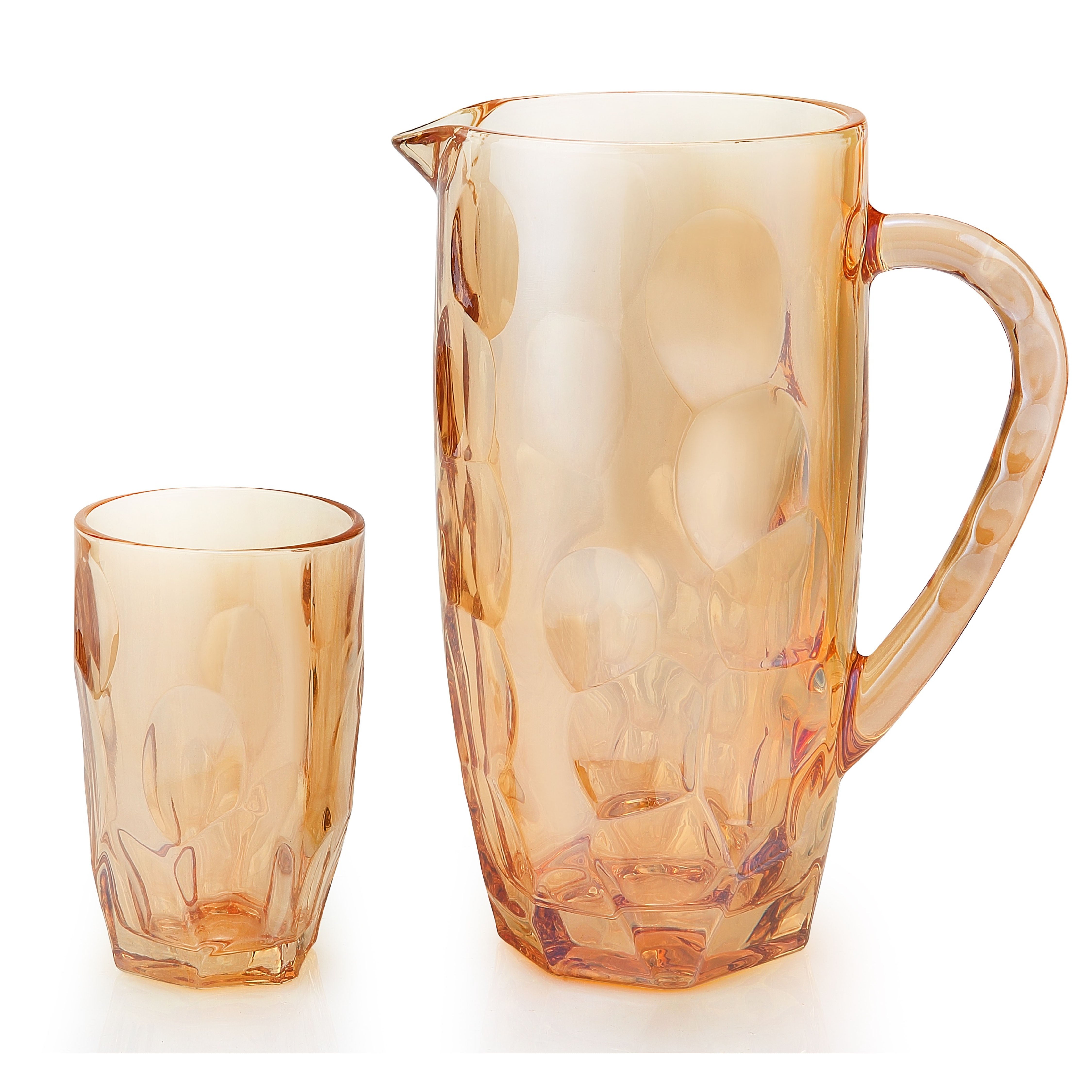 Hand Crafted Gold Plated Jug 1750 ml, With Long Glasses 370 ML, for Home and Kitchen Set of 7