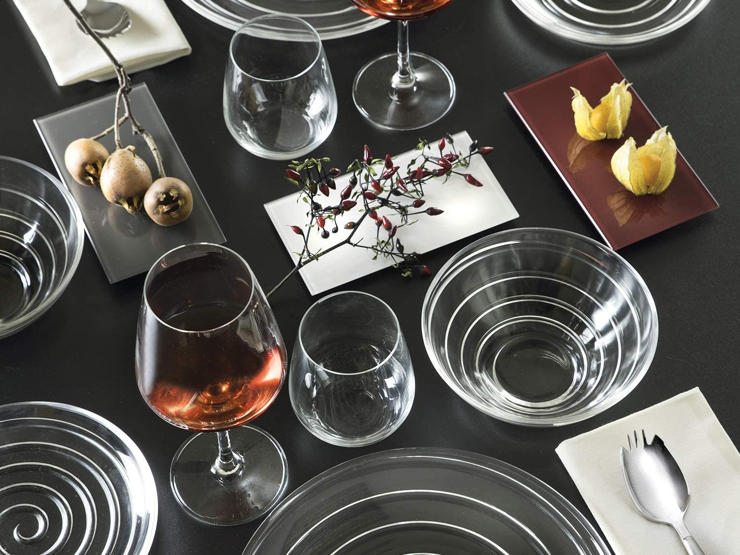 RCR(Made in Italy) Crystal Line Glass Dinner/Serving Plate 260 mm (Set of 4)