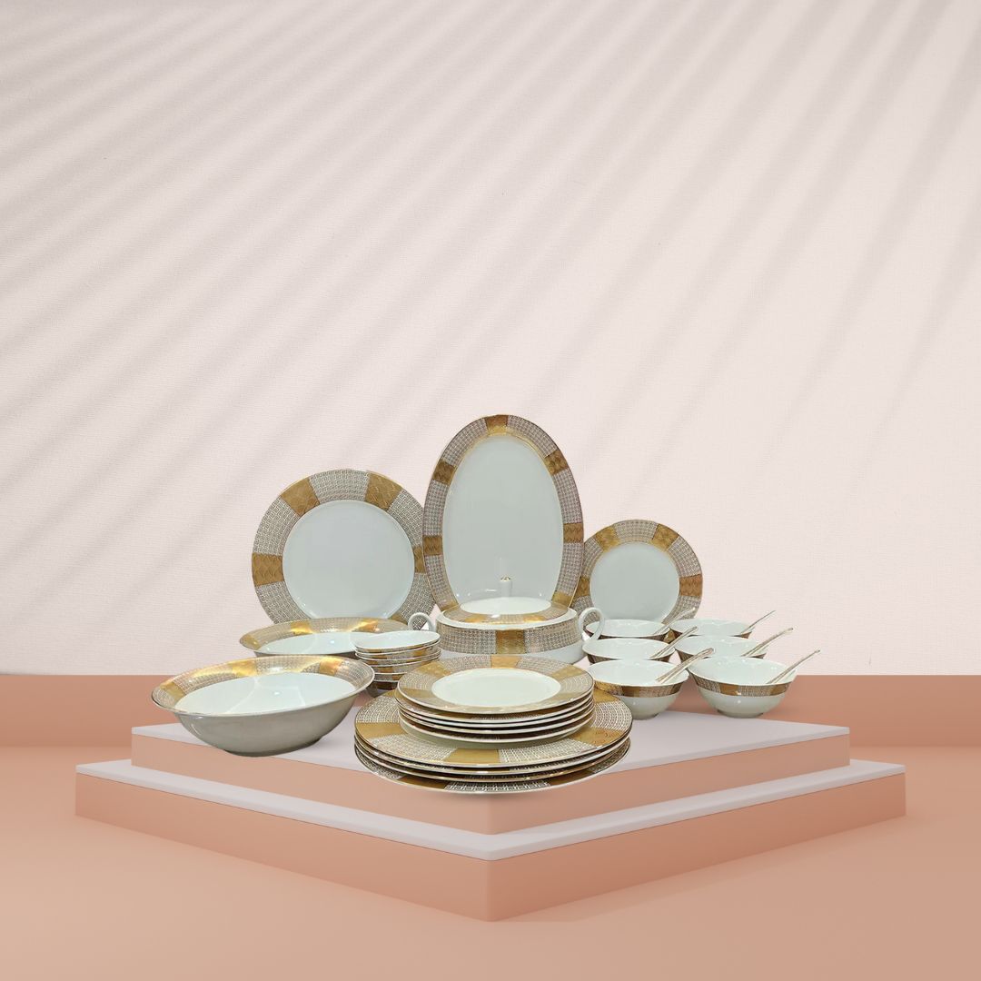 Fine Bone China Dinner Set 24k" Gold Plated 35 PCS.