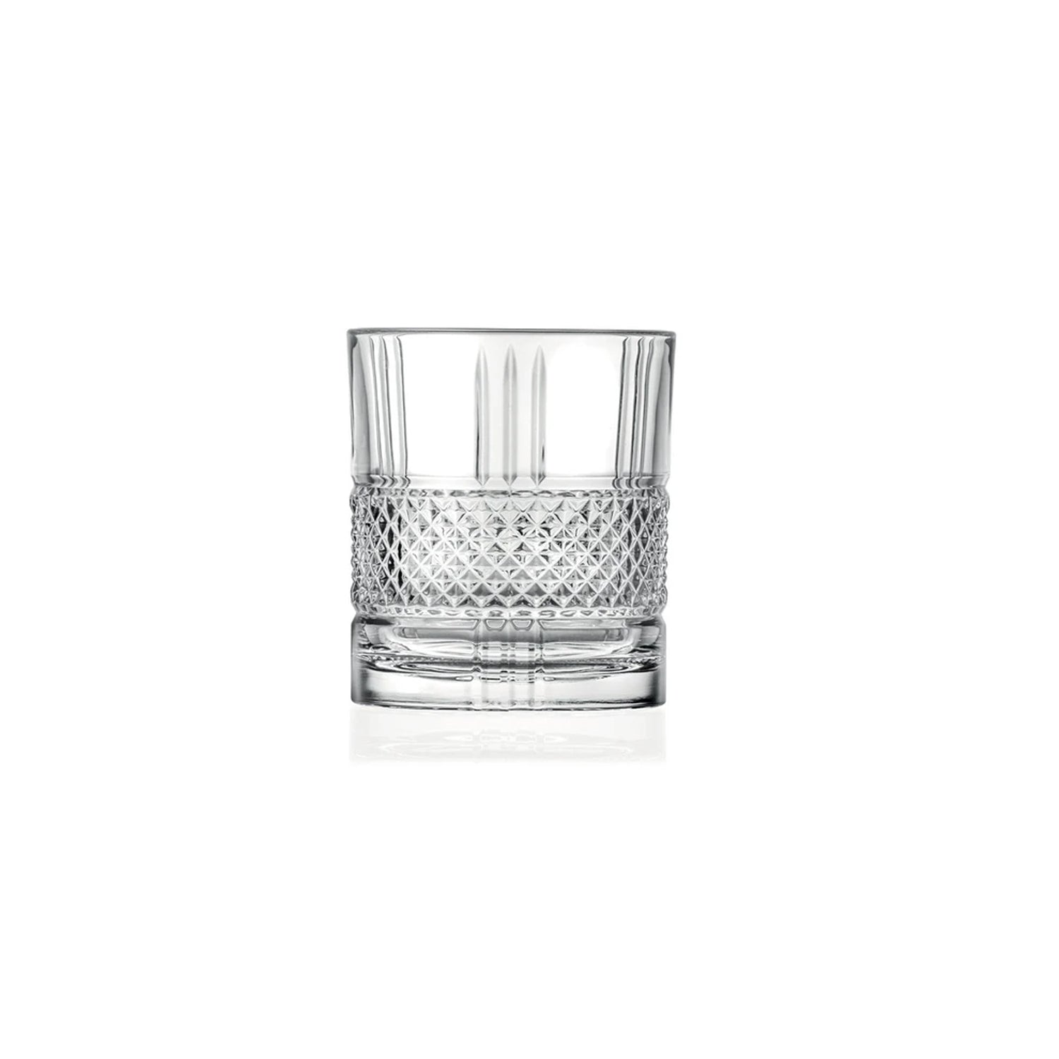 RCR (Made in Italy) Brillante Crystal Short Whisky Water Tumblers Glasses, 340 ml, Set of 6