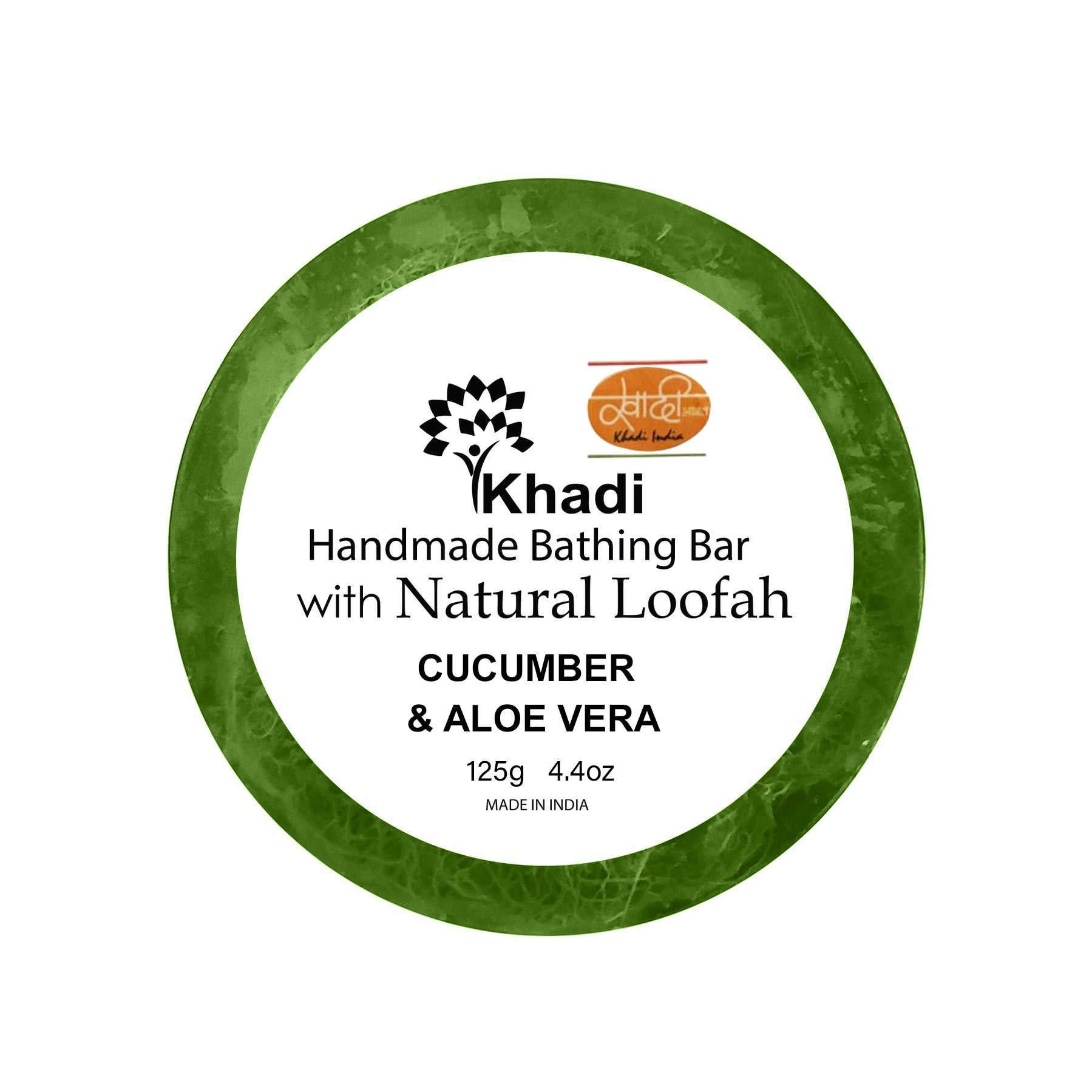 CUCUMBER & ALOE VERA LOOFAH SOAP - 125G . (Set Of 6 Pcs)