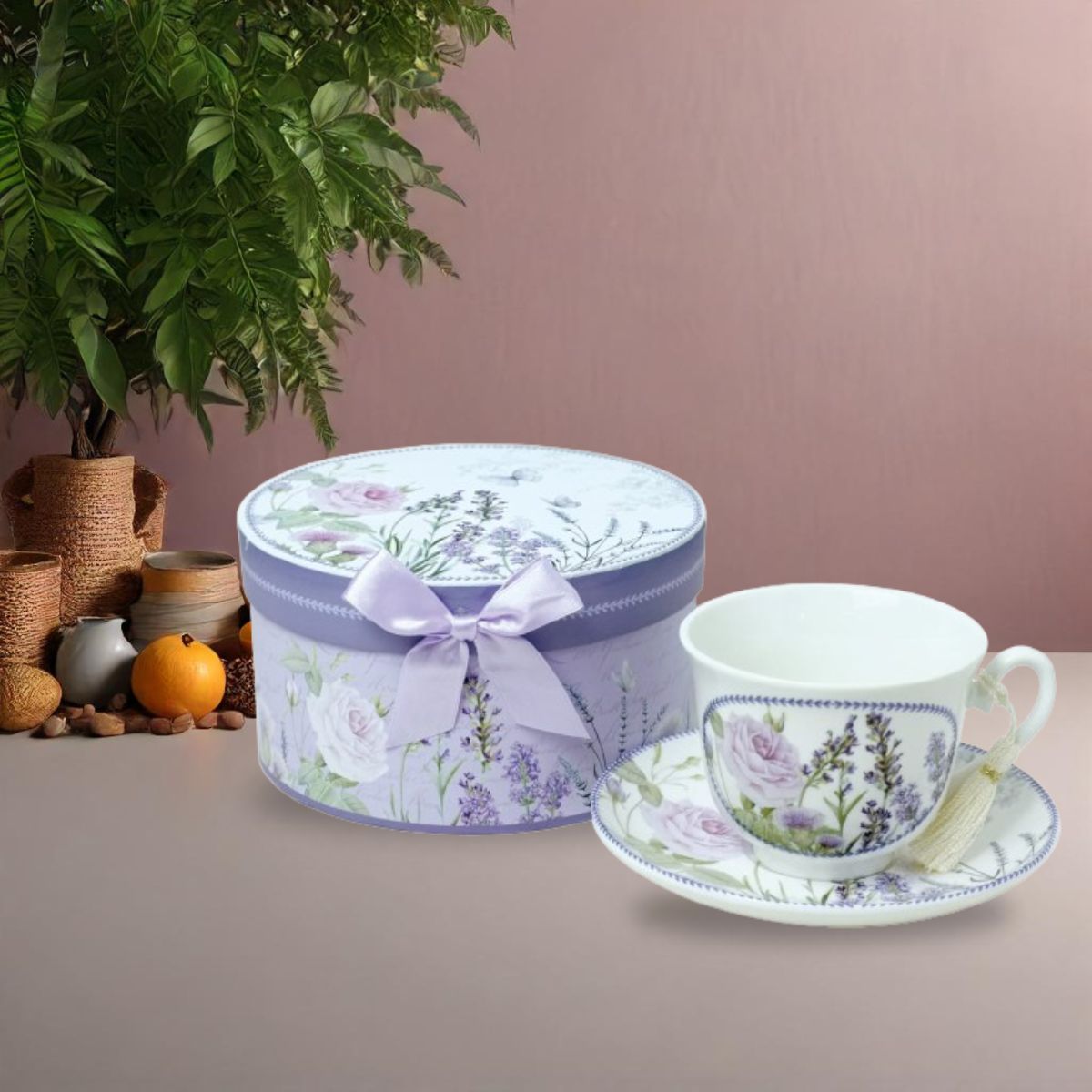 Luxury printed Fine English Bone China Cup & Saucer with Gift Box (Set of 6 PC)