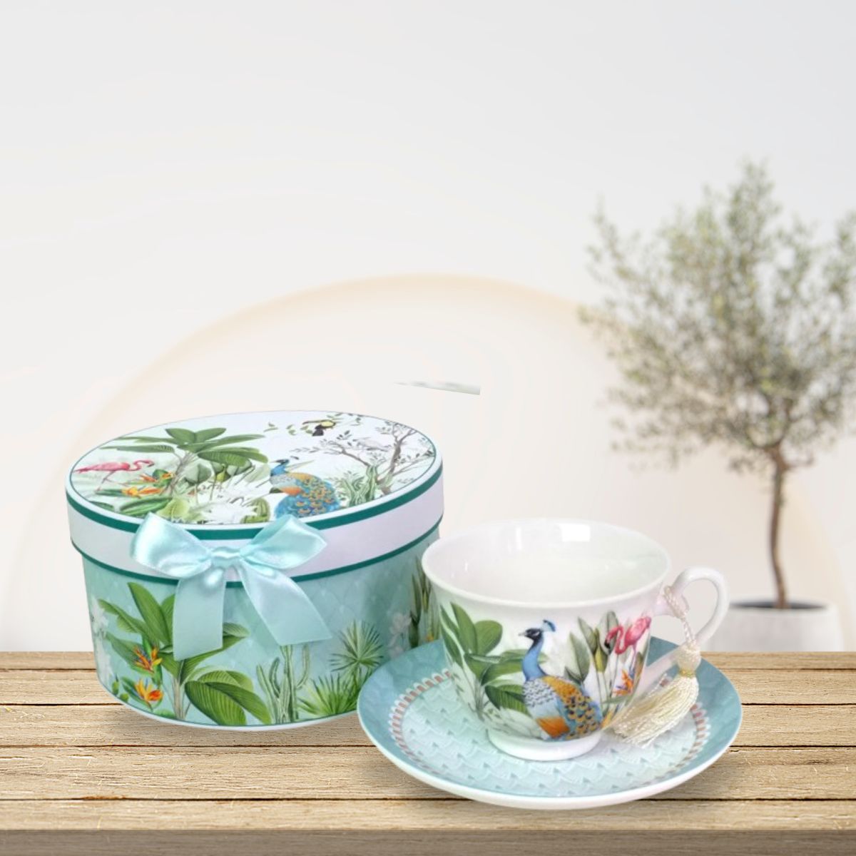 Luxury printed Fine English Bone China Cup & Saucer with Gift Box (Set of 6 PC)