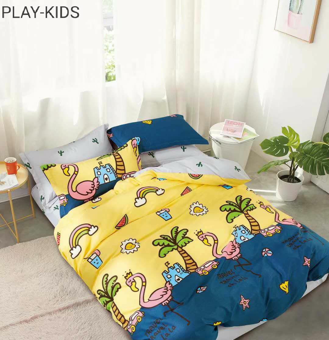 Kids 100% Cotton 350 TC Super King Size Double Bedsheet - 100" X 108" with 2 Pillow Covers - 3 Pcs Set