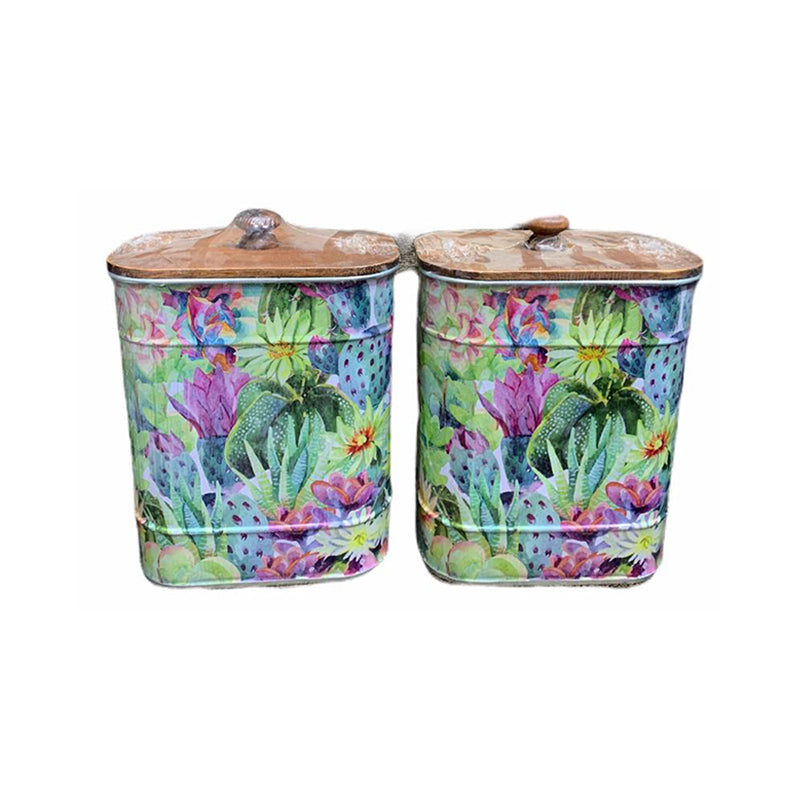 Additions Home Print Tin Box/Metal/Multipurpose/Tin Utility Box for Home/Kitchen/Storage Box (Set of 2)
