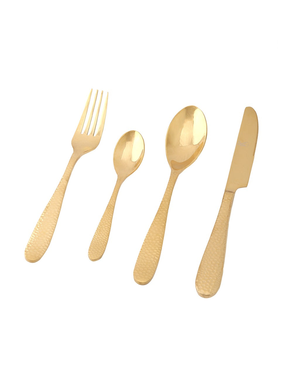 24pcs Luxury Chrome Plated Classic Cutlery Set Dinner Spoon Knives Fork Set Stainless Steel Tableware Dinner Set with Black Gift Box Gold Pleated