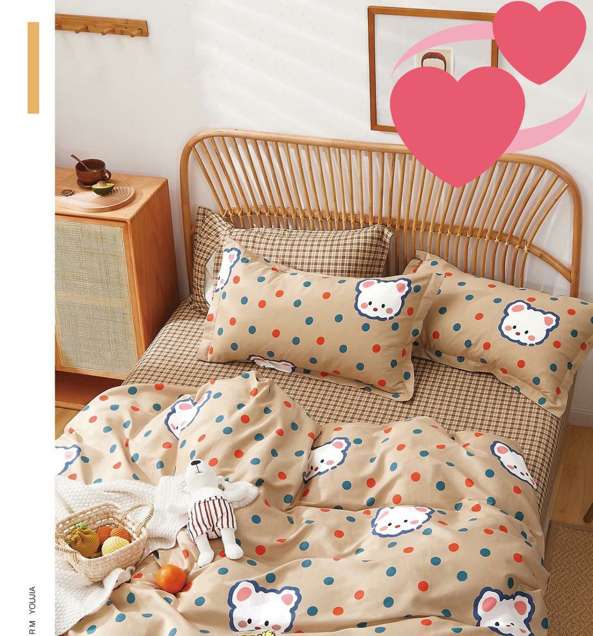 Kids 100% Cotton 350 TC Super King Size 100" X 108" Double Bedsheet and 88" X 96" Comforter with 2 Pillow Covers - 4 Pcs Set