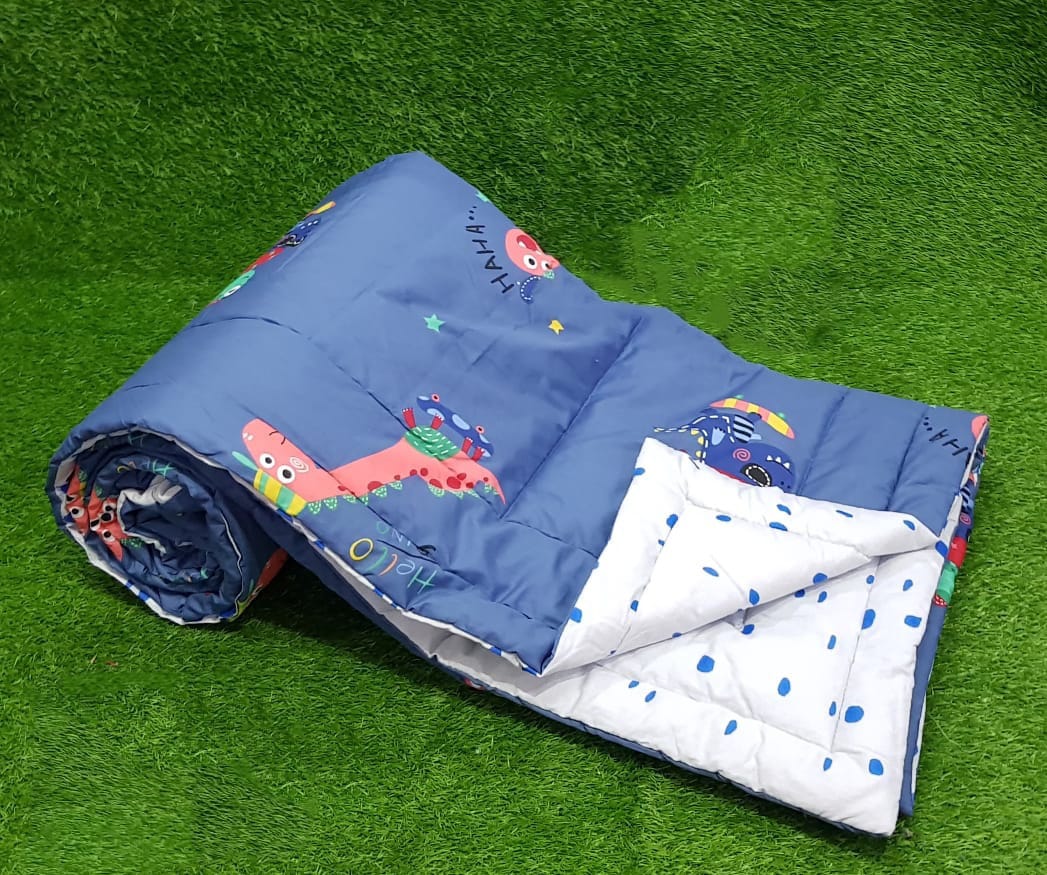 Kids 100% Cotton 350 TC Super King Size 100" X 108" Double Bedsheet and 88" X 96" Comforter with 2 Pillow Covers - 4 Pcs Set