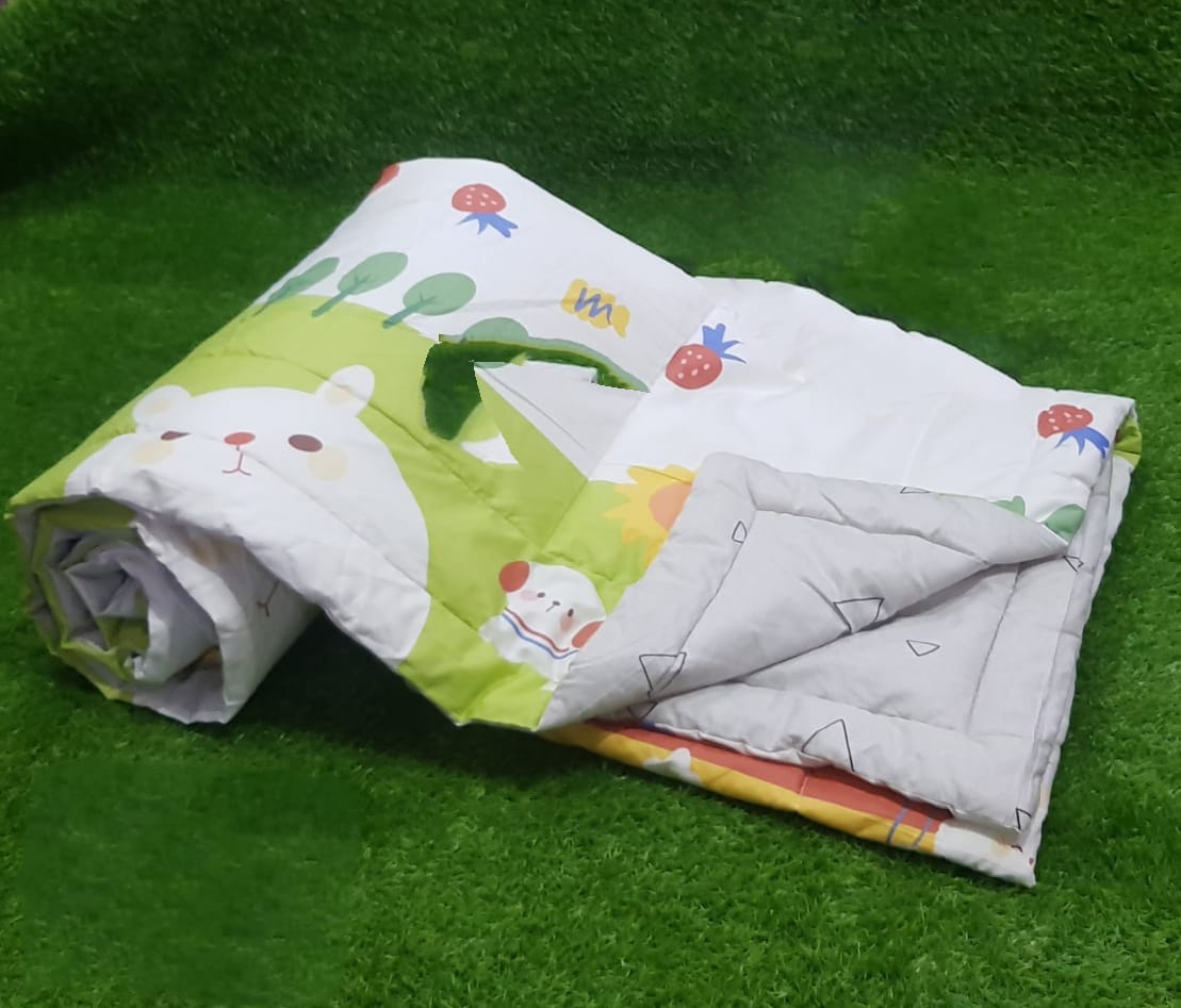 Kids 100% Cotton 350 TC Super King Size 100" X 108" Double Bedsheet and 88" X 96" Comforter with 2 Pillow Covers - 4 Pcs Set