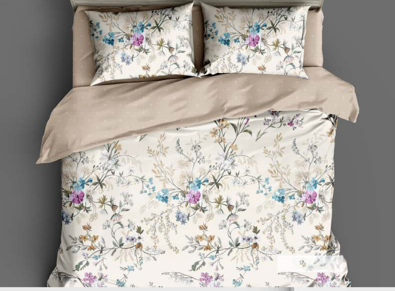 Spread Spain 220 TC Micro Fiber Super King Size Beautiful Prints Bedsheet - 108" X 108" and Duvet Cover - 90" X 108" with 2 Pillow Covers (18inch x27inch) - 4 Pcs Set