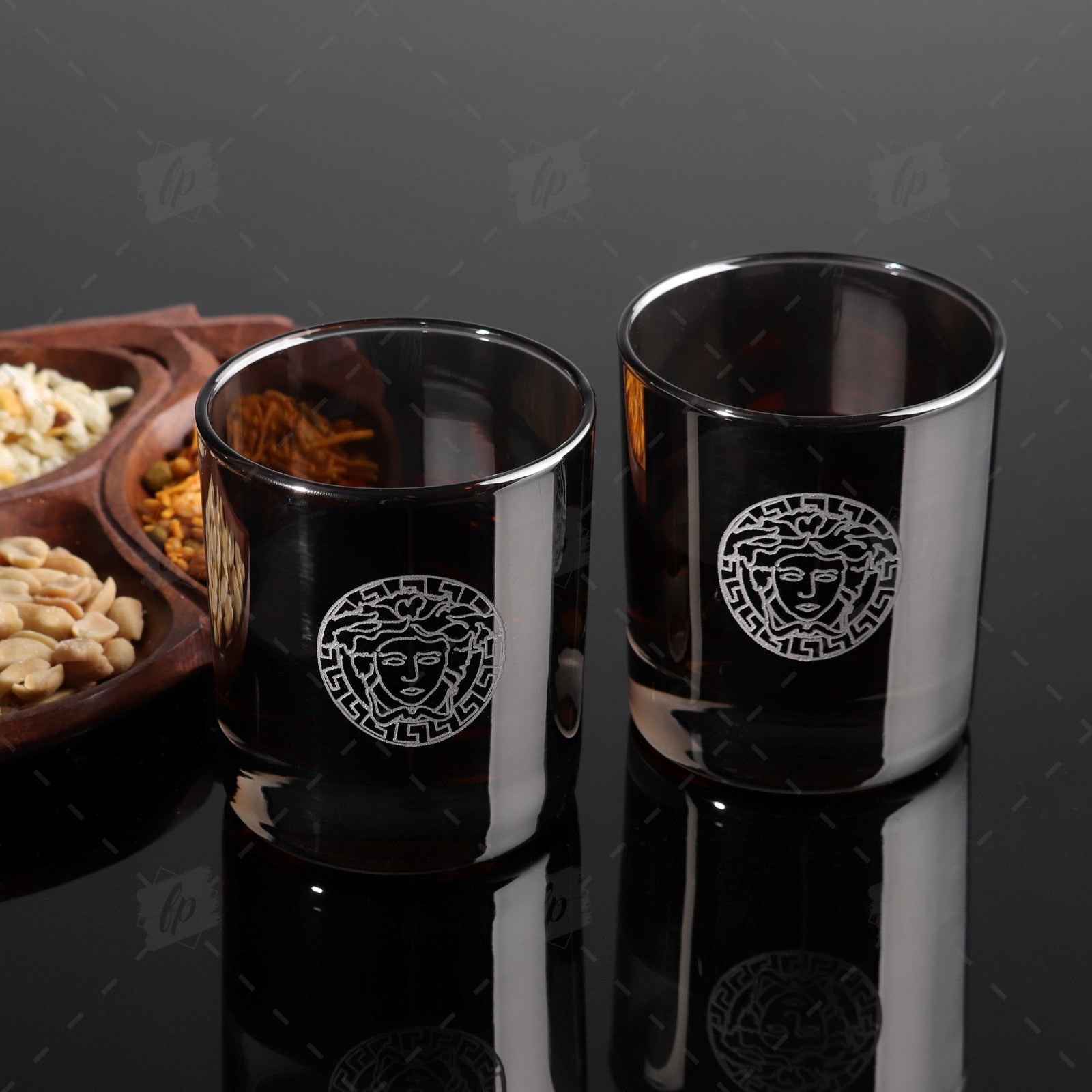 Hand Crafted Silver Decorated Whiskey Glasses, Capacity:300 ML for Home and Kitchen - Ideal Gift for Housewarming