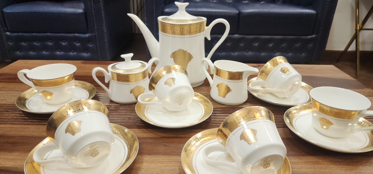 Fine Bone China Tea Set with 24K Gold 17 PCS Set