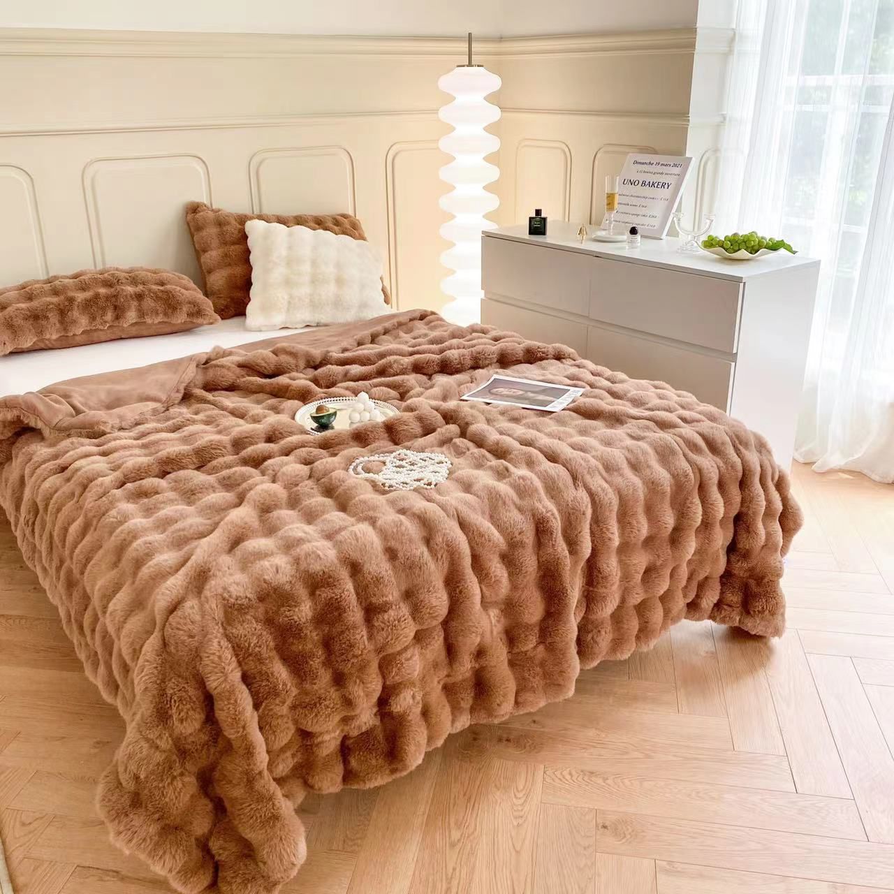 New Super Soft Rabbit Furr Embossed Blanket 200x220CM