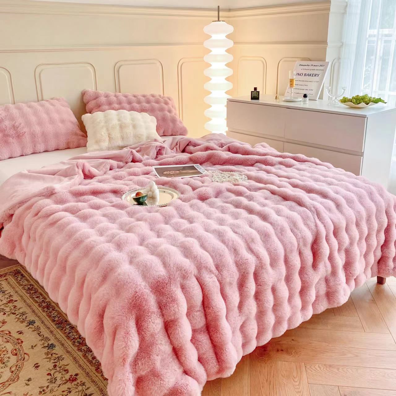 New Super Soft Rabbit Furr Embossed Blanket 200x220CM