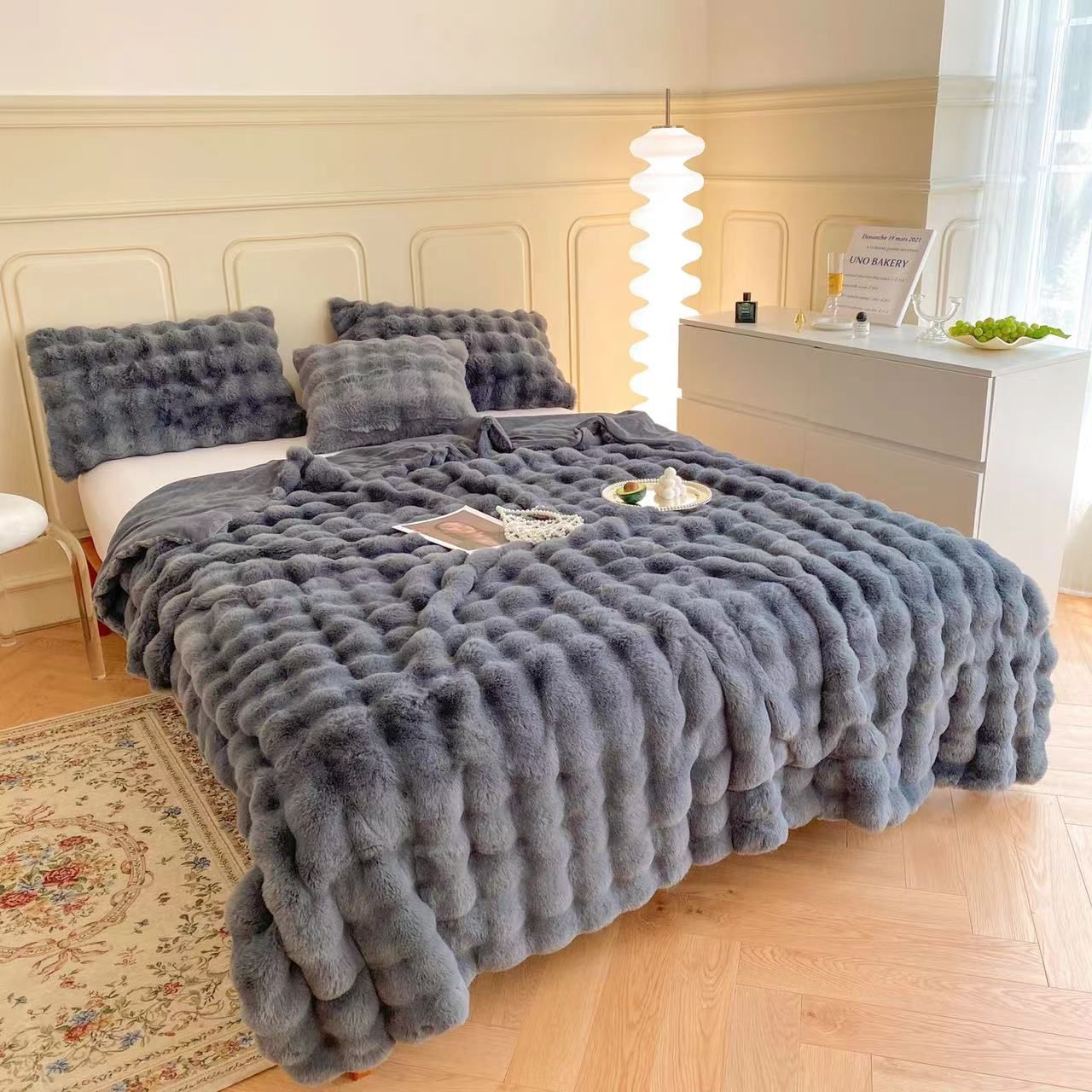 New Super Soft Rabbit Furr Embossed Blanket 200x220CM