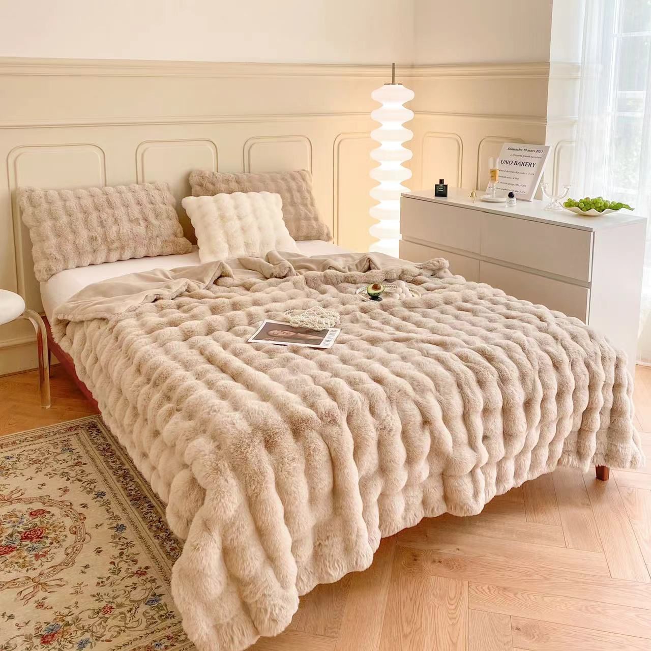 New Super Soft Rabbit Furr Embossed Blanket 200x220CM