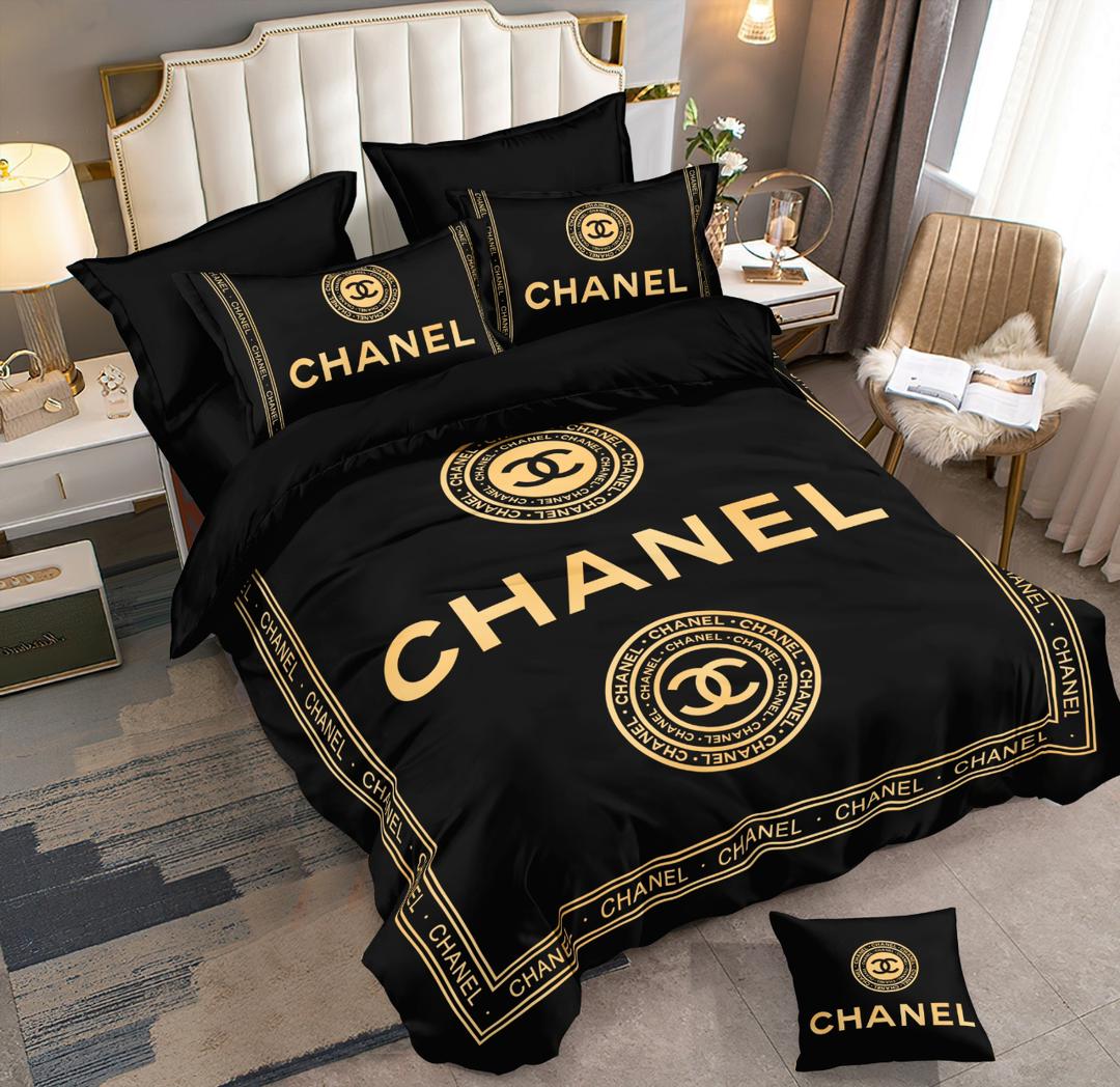 Premium Blanket Black Chanel Blanket Winter Duvet Set With