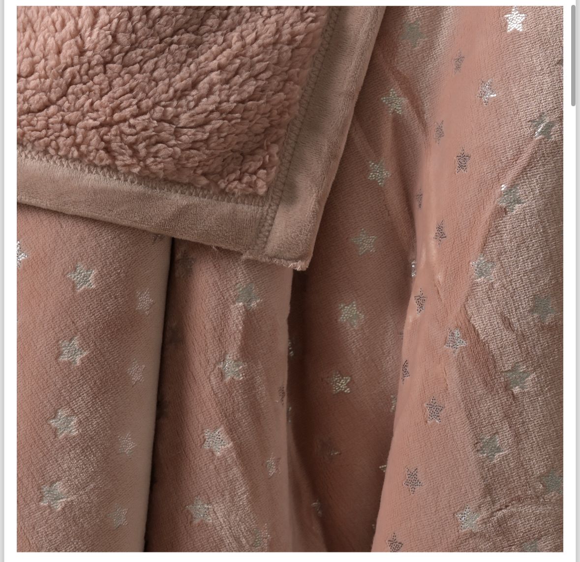 Star Silver Foil Embedded Double Bed Blanket with Sherpa