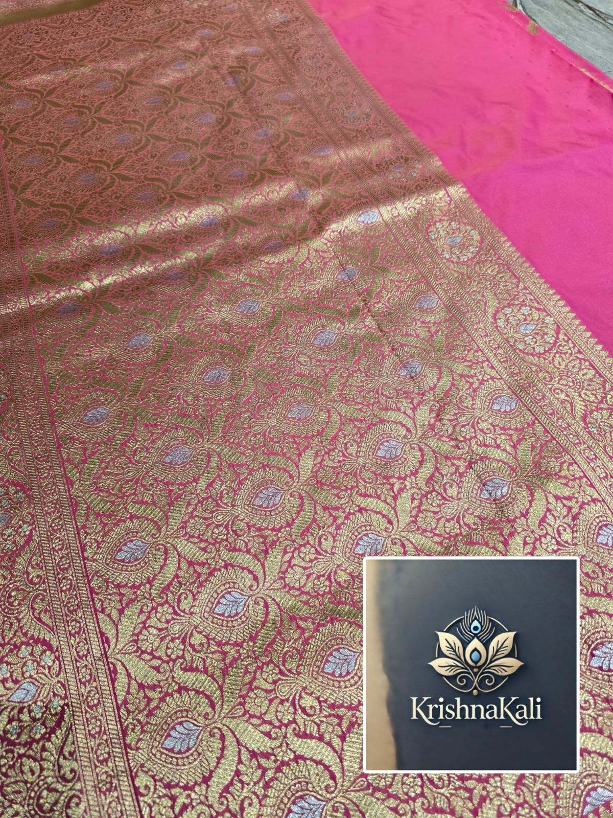 BANARASI KATAN SILK BEAUTIFUL RANI PINK SAREE GOLDEN BROCADE PALLU ALL OVER WOVEN DRESS YOURSELF WITH LOVE