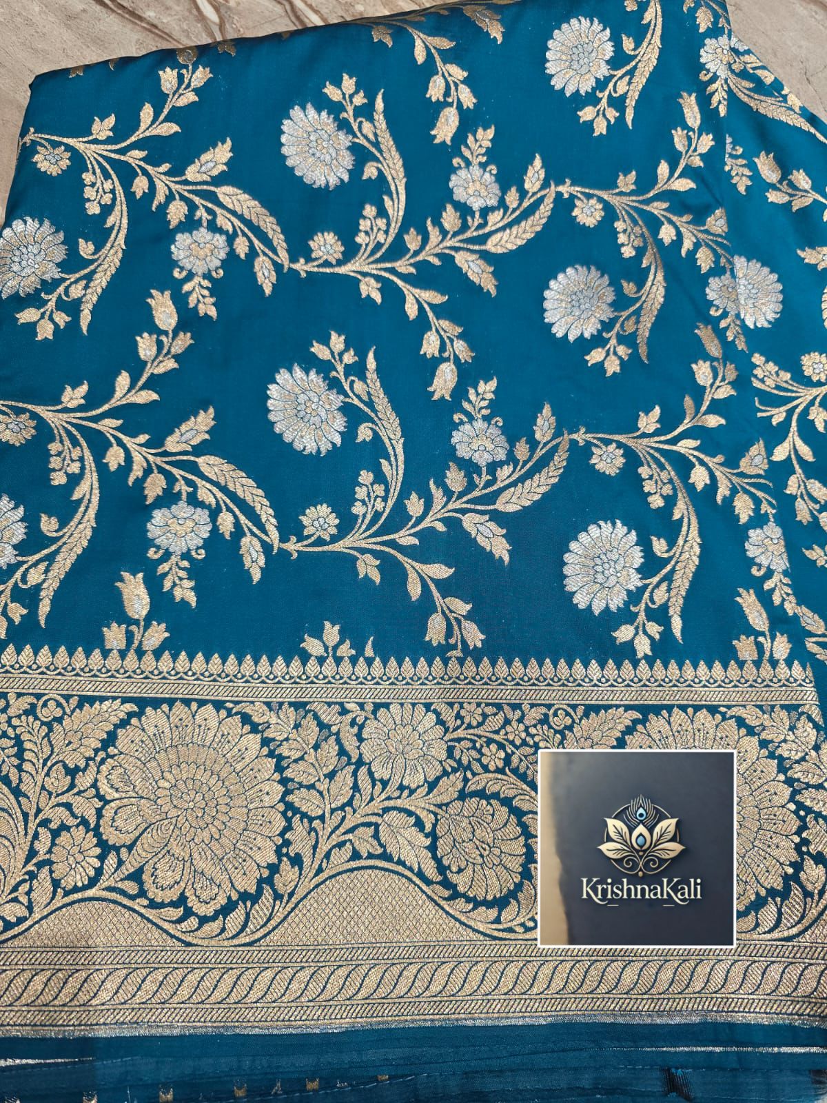 BANARASI SILK KATAN WOVEN JAAL BEAUTIFUL BLUE