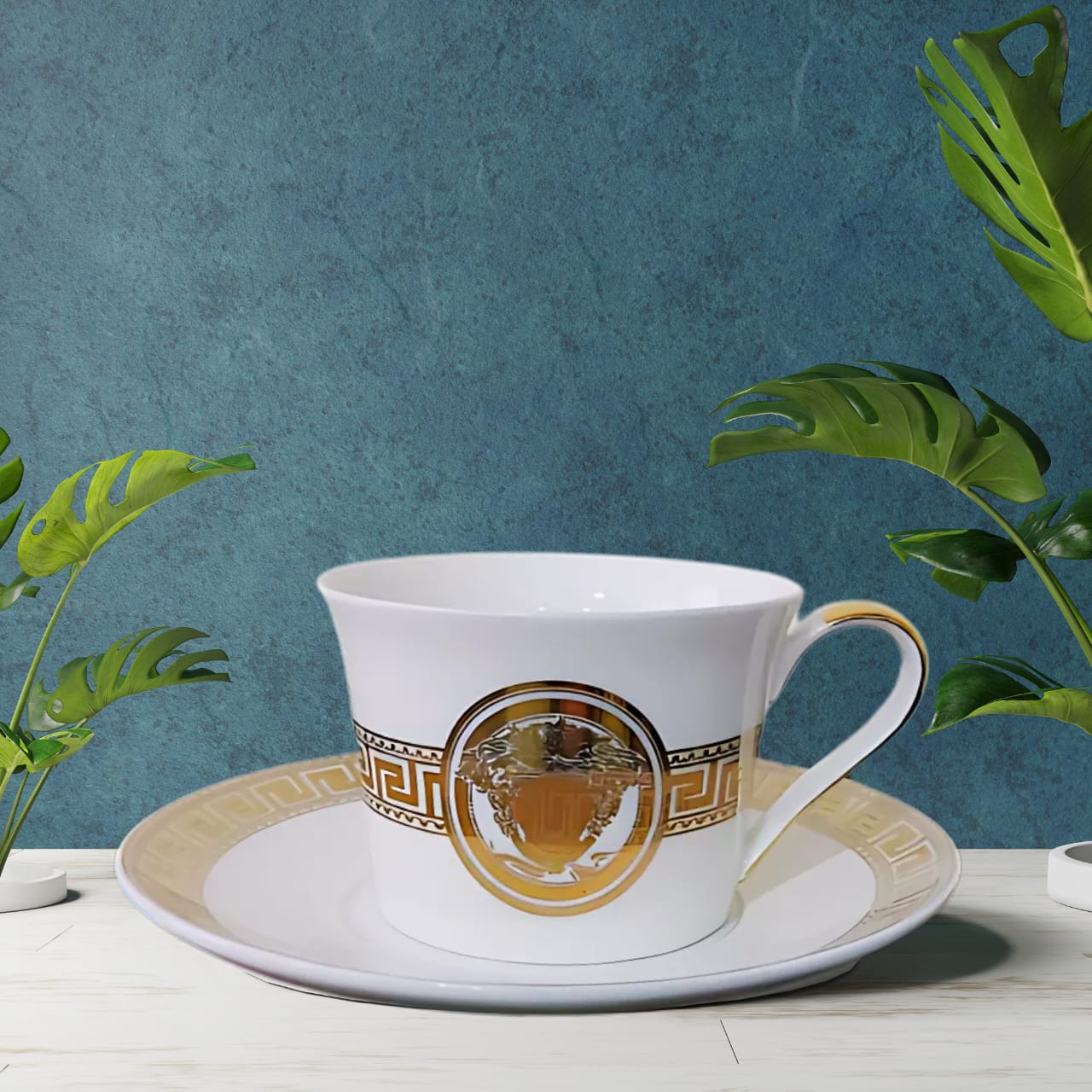 Gold-Plated Cups and Saucers Set of 6