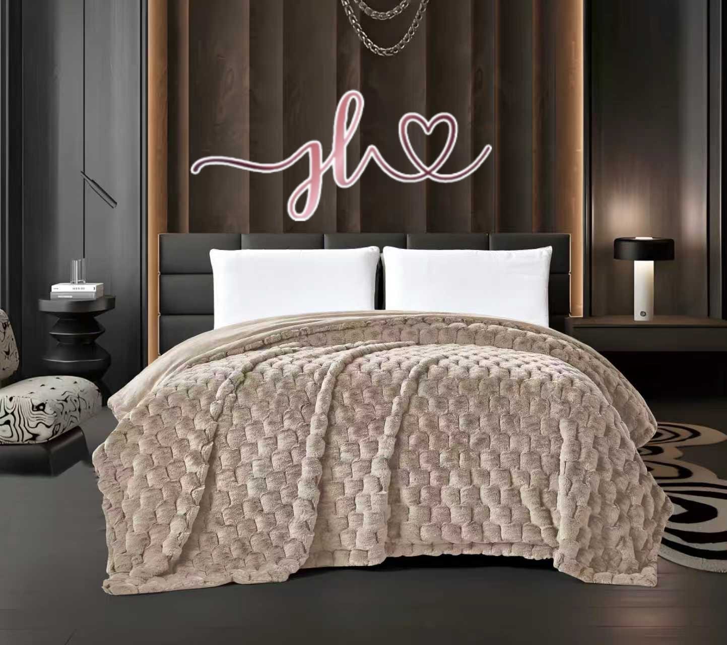 New Winter Blanket with Matching Embossed Velveteen Bedsheet 2 Pillow Covers & 1 Cushion Cover