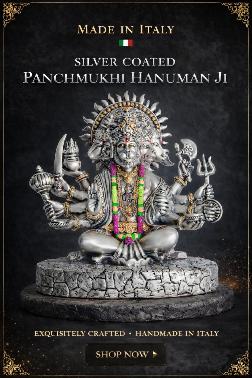 Divine Panchmukhi Reisin Real Silver plated Hanuman idol