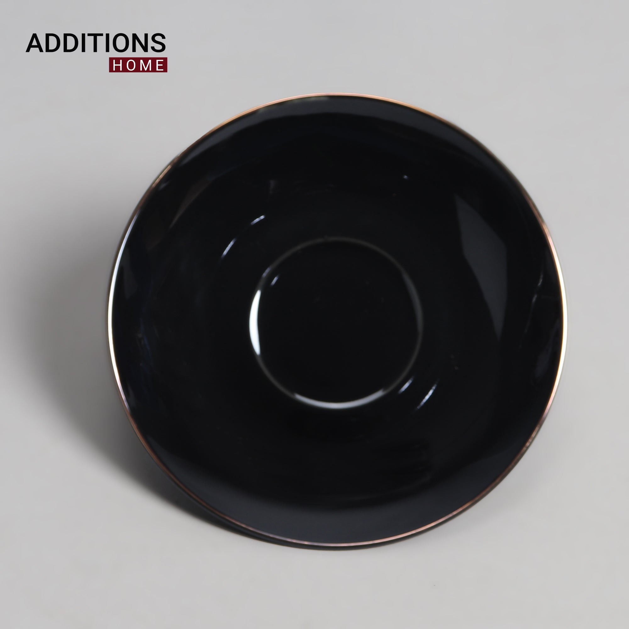 Fine English Bone China inner printed Cup and Saucer Dk Navy (Set of 6)