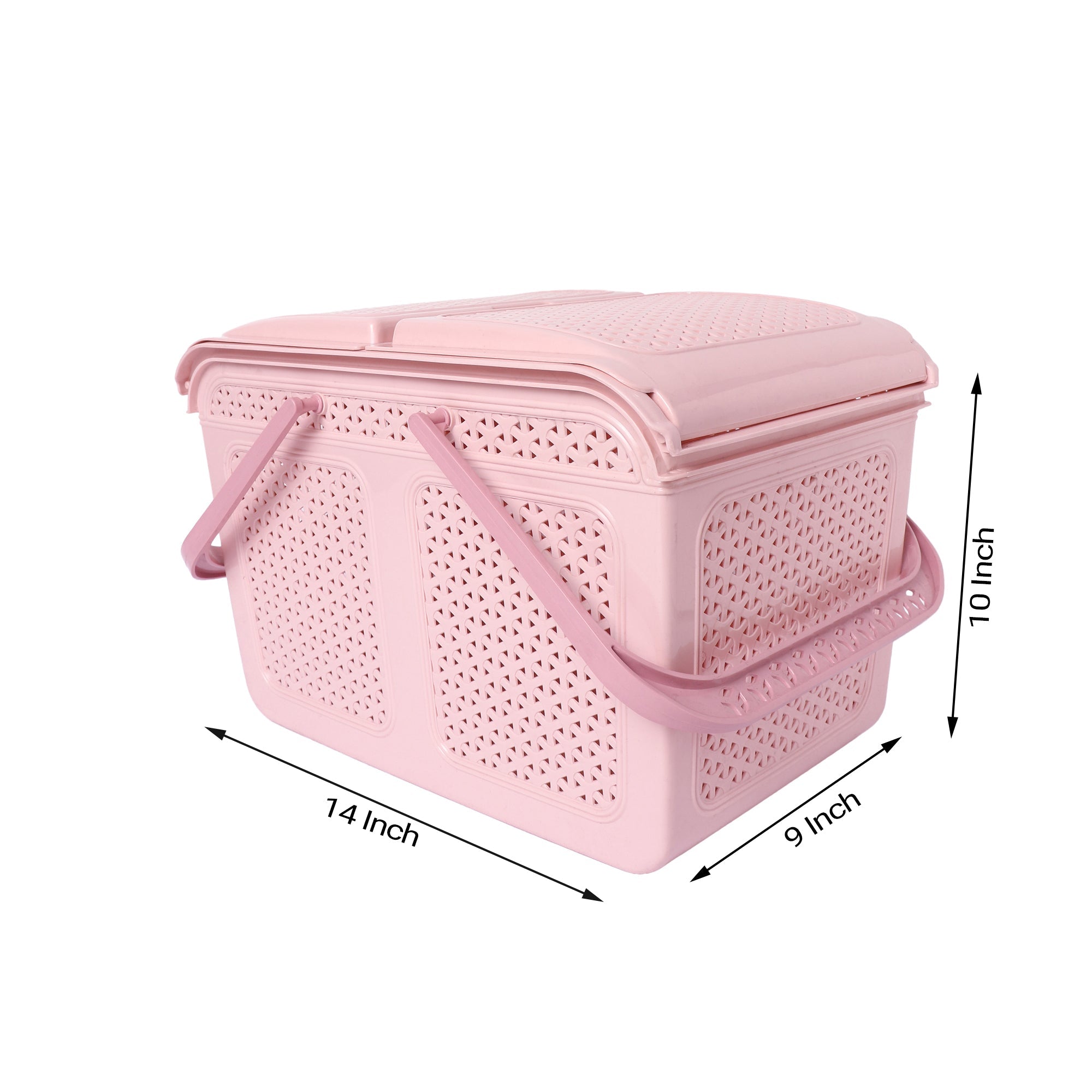 Plastic Lunch Basket with Lid for Office, Home and Picnic Use Pink