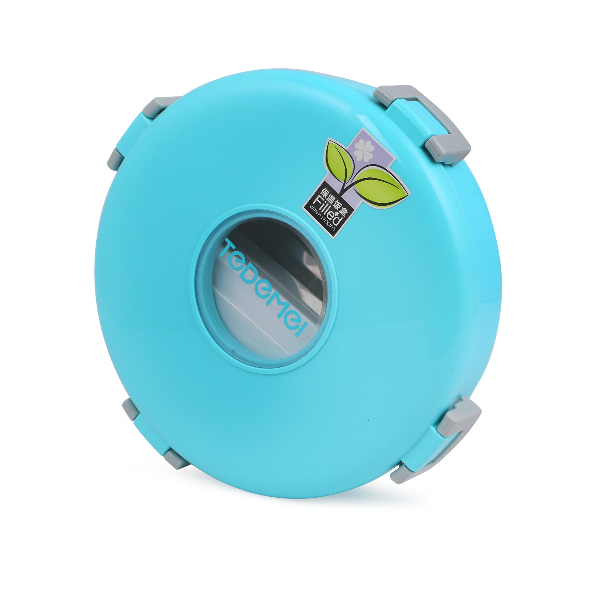 Insulated Round Shape Lunch Box Stainless Steel Inside and P.P Outside (710ml), 6952, Blue