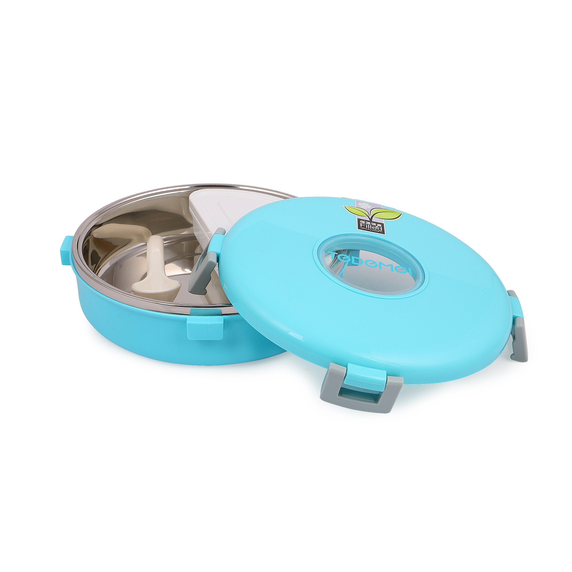 Insulated Round Shape Lunch Box Stainless Steel Inside and P.P Outside (710ml), 6952, Blue