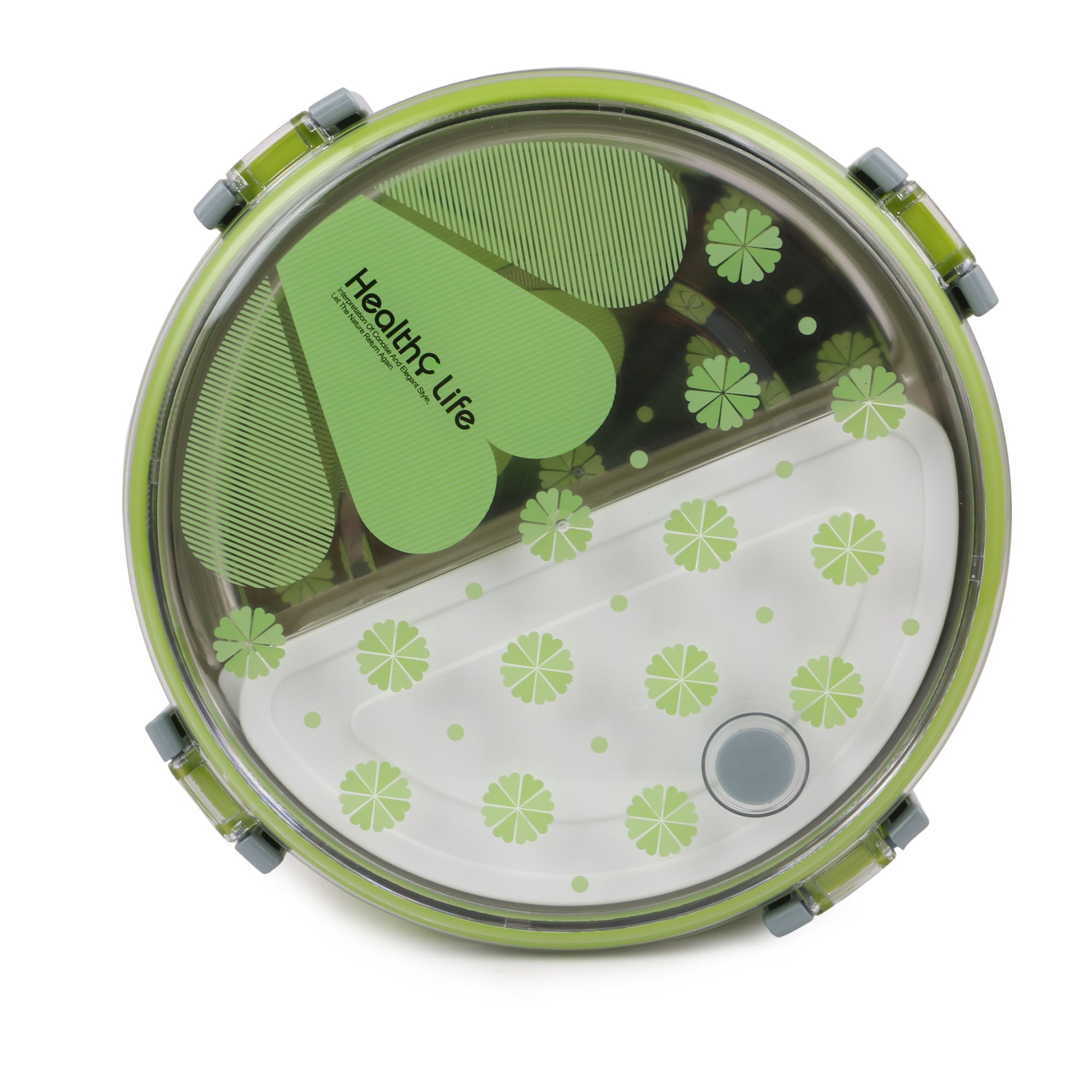 Round Shape Lunch Box Stainless Steel 6526 Inside and P.P Outside, 1 Inner Container & 1 Spoon (920ml)