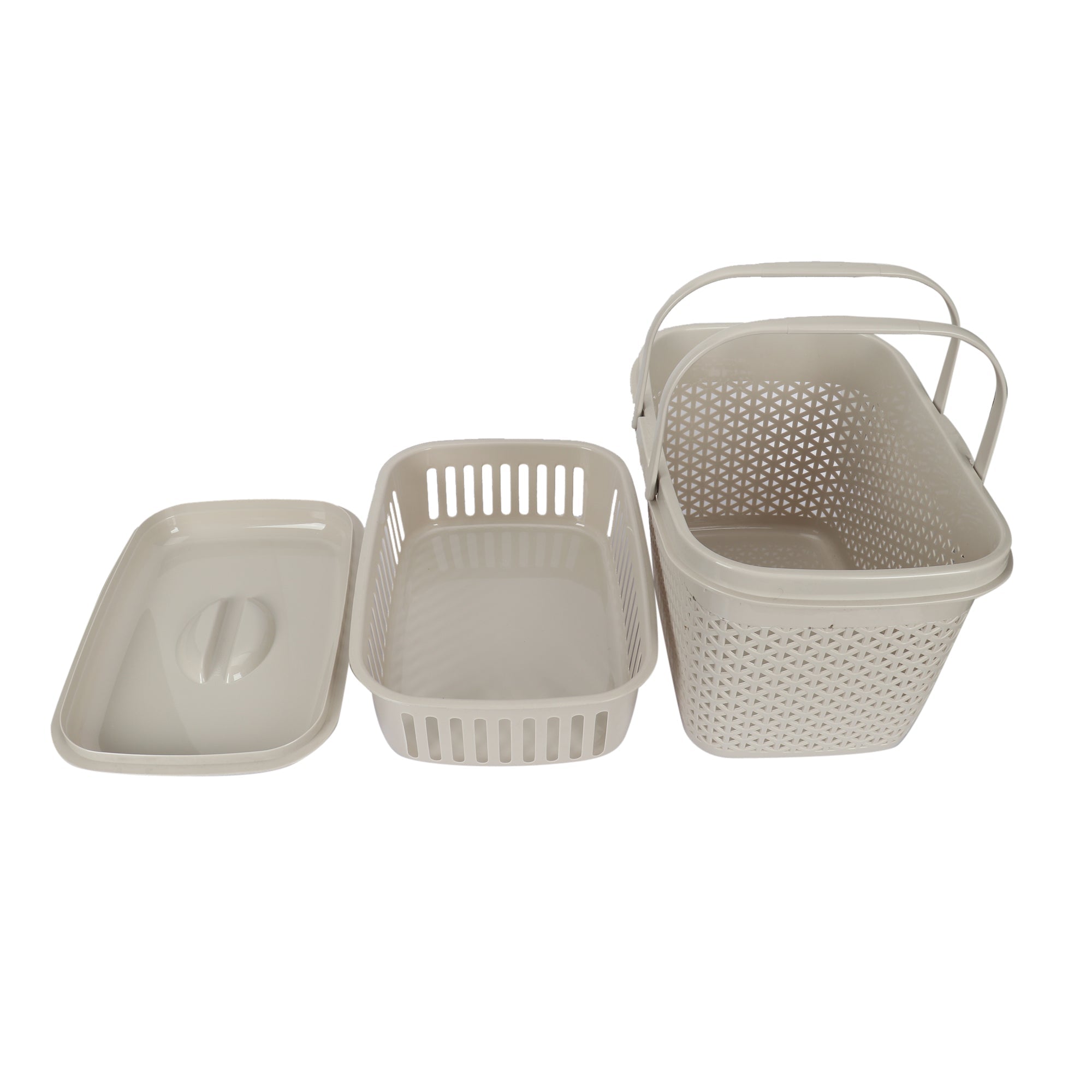 Plastic Lunch Basket with Lid & Fruit/Cutlery Tray for Office, Home and Picnic Use